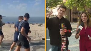 Cinegrafista da TV Globo conta como usou skate para fazer imagens que rodaram o mundo de Macron correndo no Rio | G20