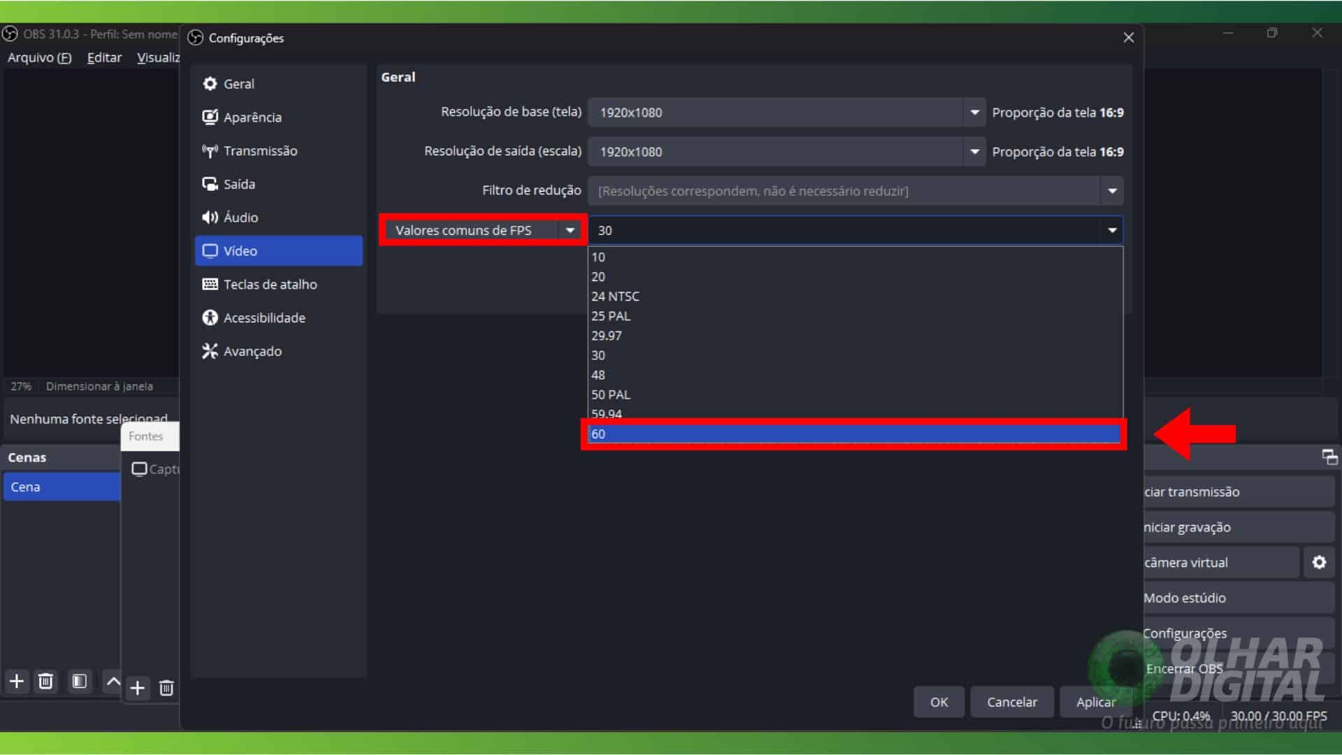 como gravar gameplay profissional com OBS Studio