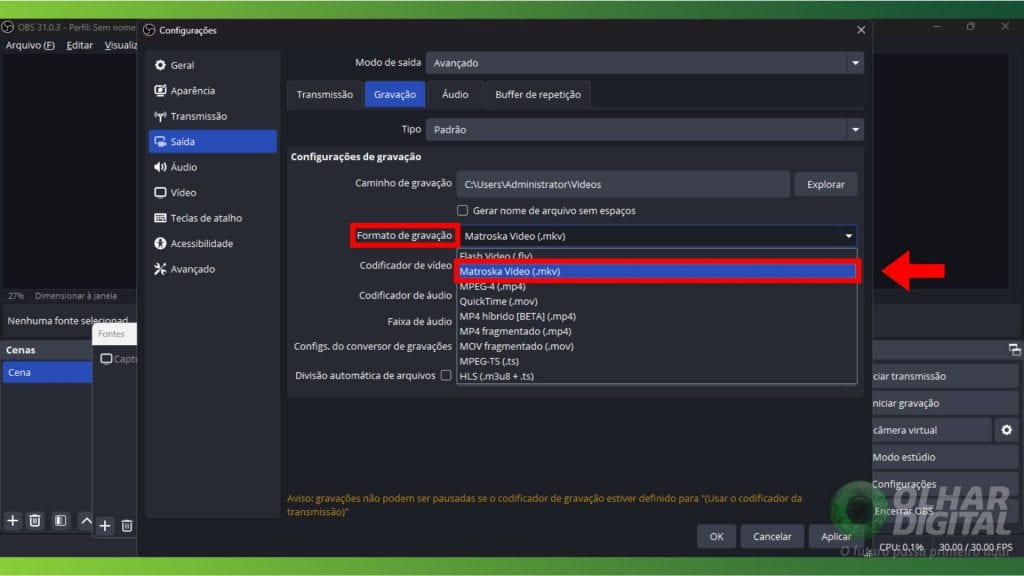 como gravar gameplay profissional com OBS Studio
