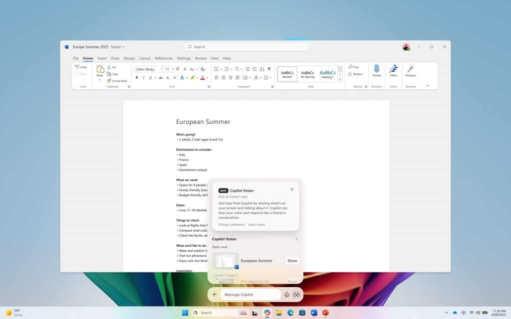 copilot vision no windows