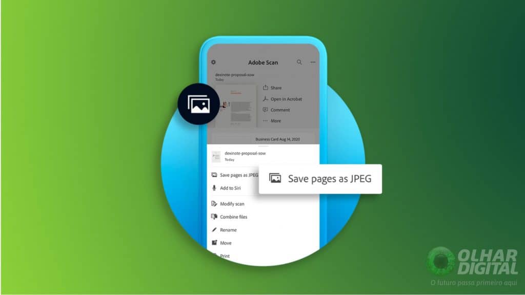 adobe scan sendo reproduzido na tela de uma celular para assinar documentos digitais