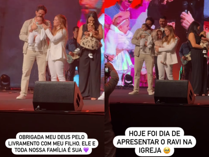 Viih Tube e Eliezer apresentam filho em igreja após melhora de saúde: “Livramento”