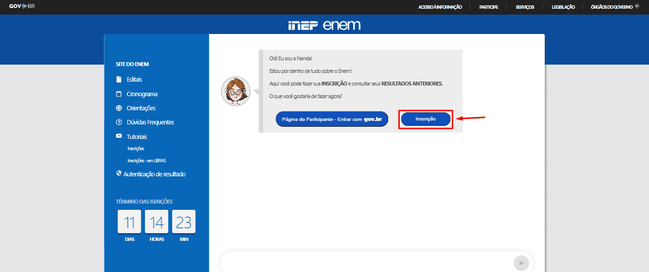 Passo 1 para se inscrever no Enem 2025