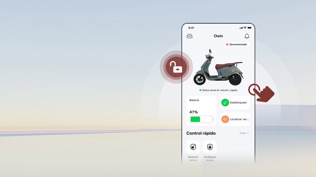 Desbloqueio da scooter Owin pode ser feito por meio de aplicativo