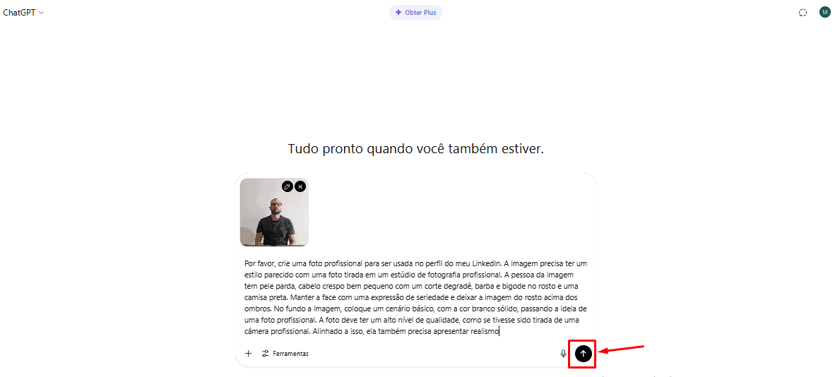 Passo 6 para obter uma foto profissional por meio do ChatGPT