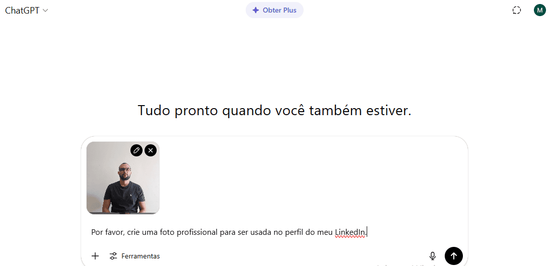 Passo 2 para obter foto profissional por meio do ChatGPT