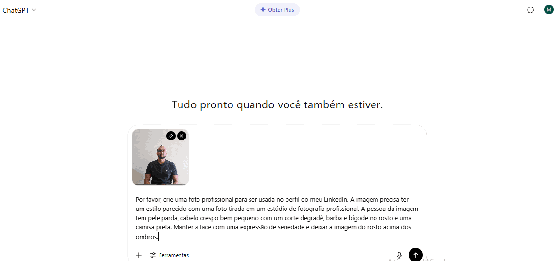 Passo 4 para obter foto profissional por meio do ChatGPT