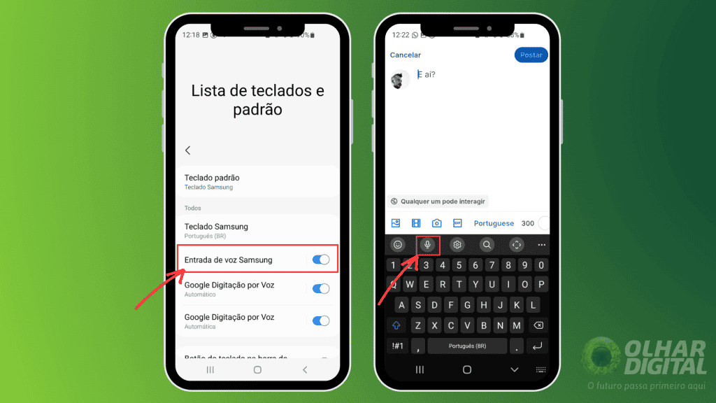Como usar a digitação por voz no Samsung (passos 3 e 4)/Olhar Digital