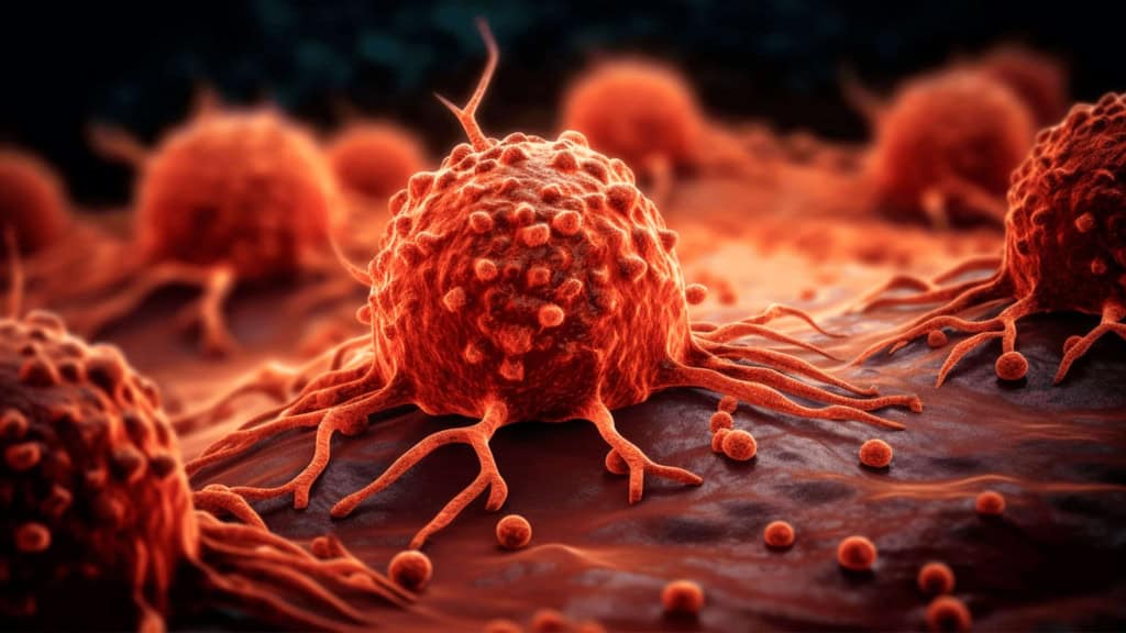 ilustração digital de um câncer de pele se desenvolvendo no corpo