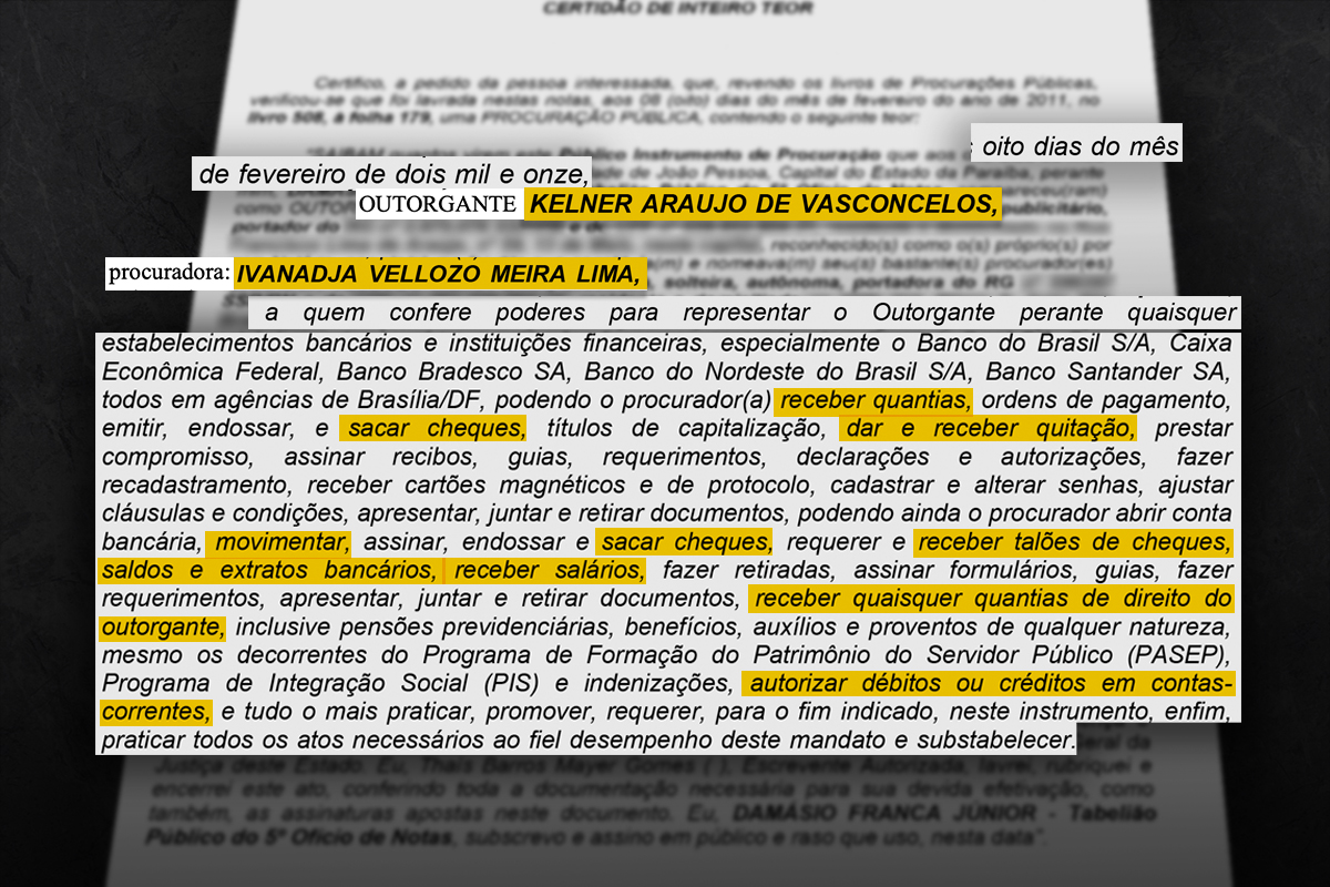 Procuração assinada por Kelner Araujo De Vasconcelos