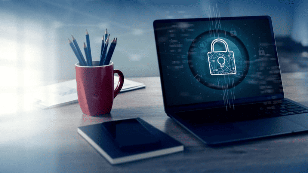 Ilustração de um computador protegido