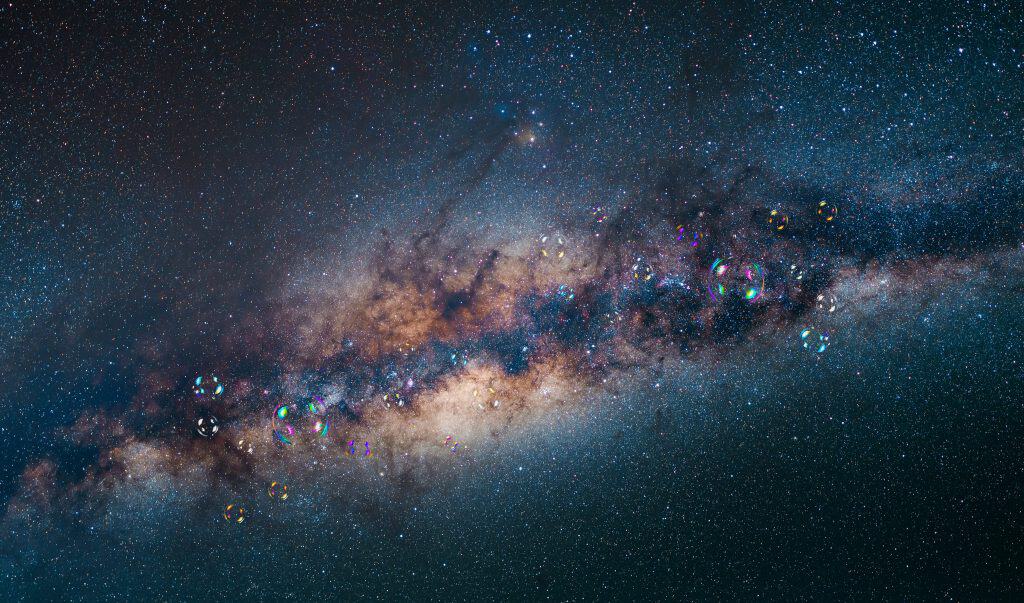 Imagem meramente ilustrativa mostrando formações parecidas com bolhas na Via Láctea