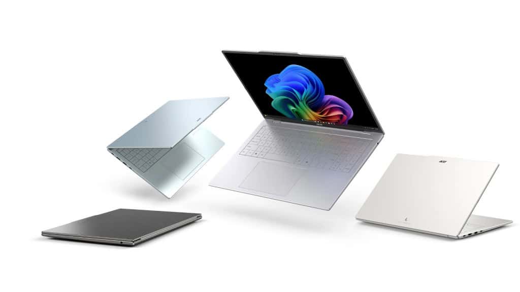 Montagem com versões do notebook Swift Air 16 da Acer