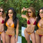 Virginia curte dia de sol de biquini com amiga em mansão de Vini Jr em Madrid