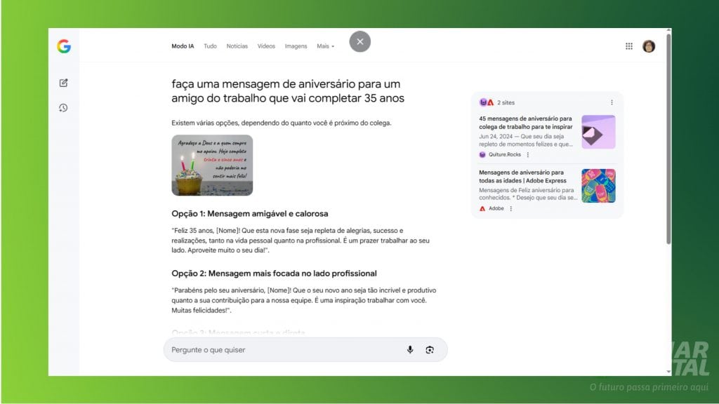Print do Google Modo Ia
