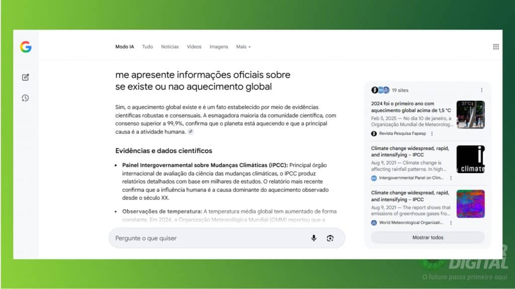 Print do Google Modo Ia