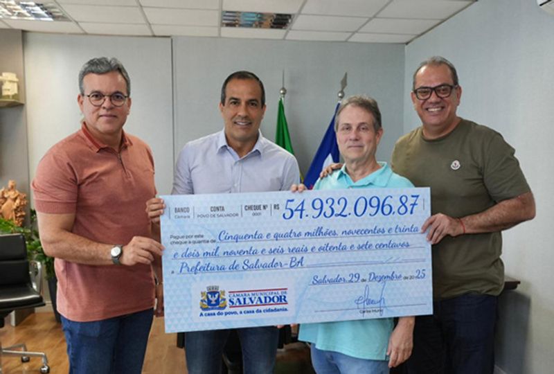 Câmara Municipal devolve cerca de R$ 55 milhões à Prefeitura de Salvador
