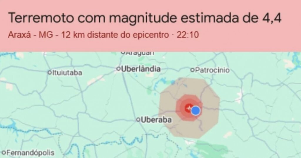 Terremoto de magnitude 4.4 é registrado em cidade do interior de Minas Gerais