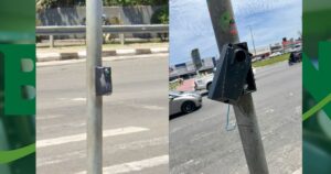 Semáforo quebrado gera insegurança na Estrada do Coco em Lauro de Freitas