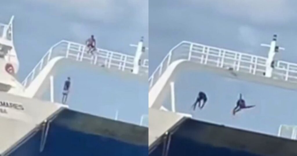 VÍDEO: Duas pessoas voltam a pular de ferry-boat durante manobras em Itaparica