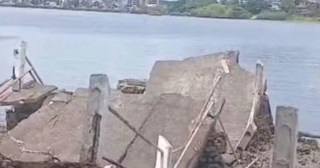 Cais do antigo porto de Ilhéus desaba; local passa por vistoria