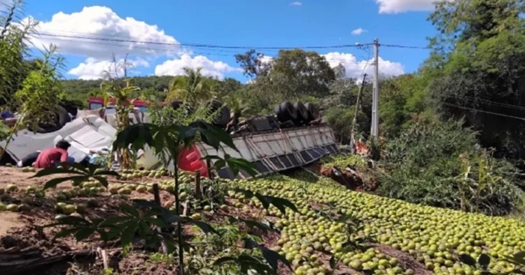 Motorista morre após acidente com carreta carregada de laranjas no sudoeste da Bahia