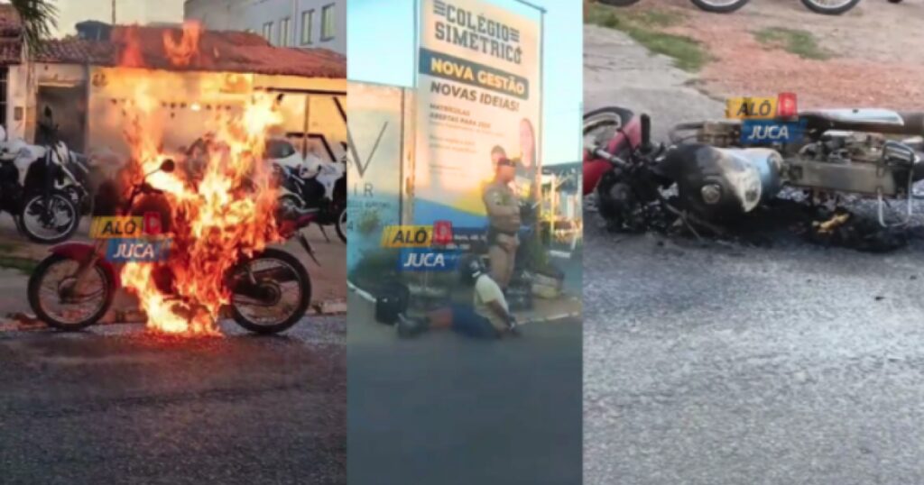 Homem é preso após incendiar própria moto durante abordagem da PM em Feira de Santana