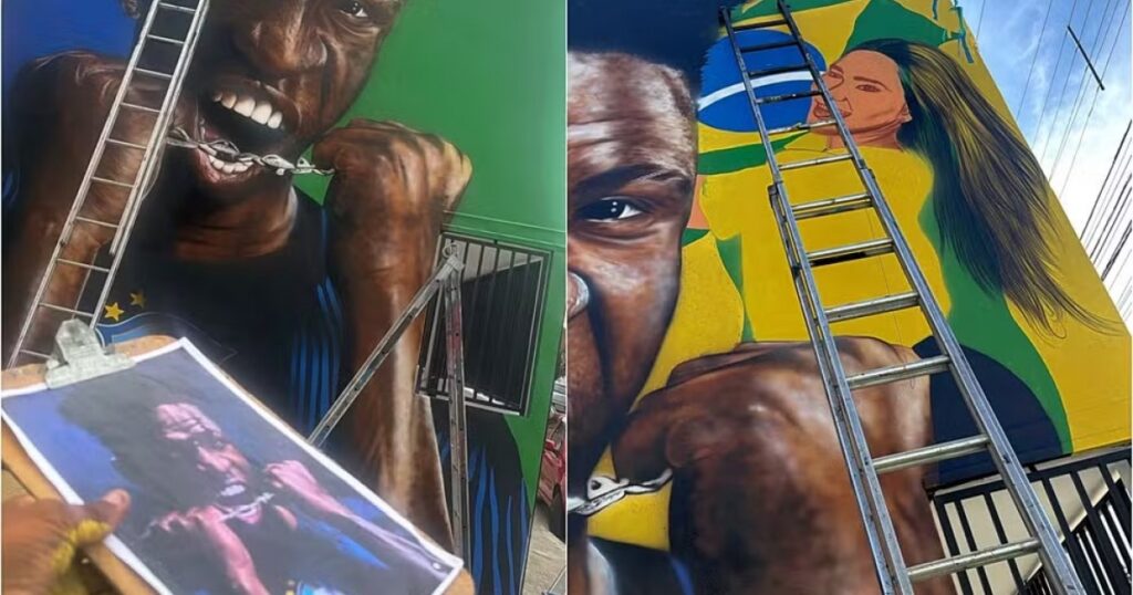Após separação, Virginia é apagada de mural dedicado à Vini Jr.