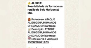 Moradores de BH recebem falso alerta de "ataque alienígena" da Defesa Civil pelo WhatsApp