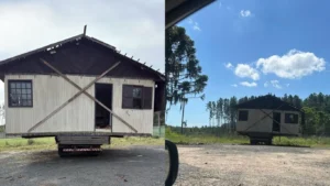 Impasse em Criciúma: casa sobre caminhão aguarda licença para remoção após cinco meses