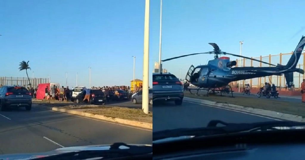 Queda de aeronave em Patamares provoca resgate e trava trânsito na orla de Salvador