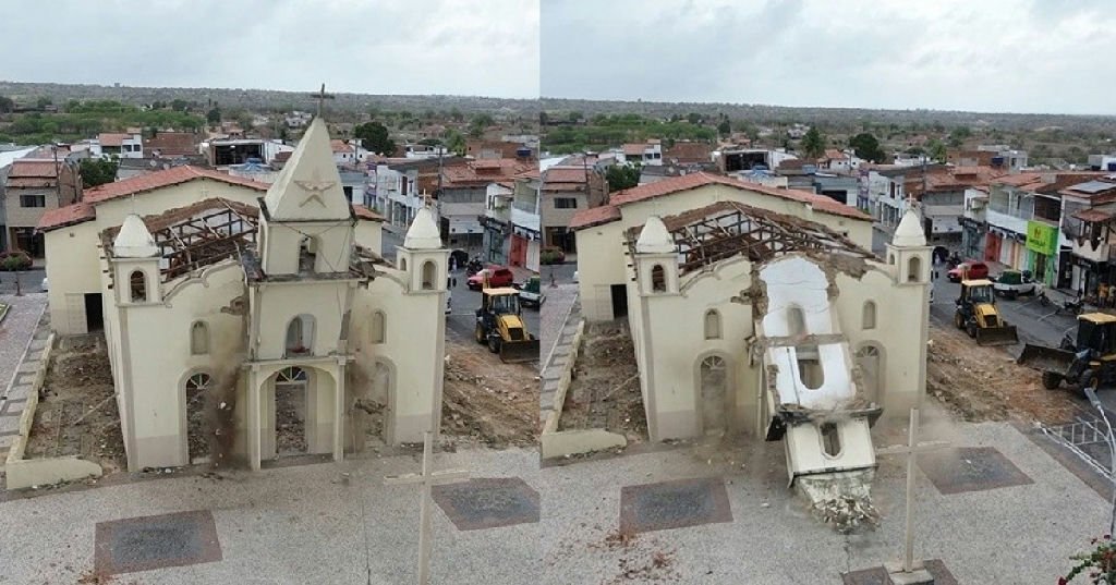 Igreja histórica de mais de 80 anos é demolida em Retirolândia para nova construção