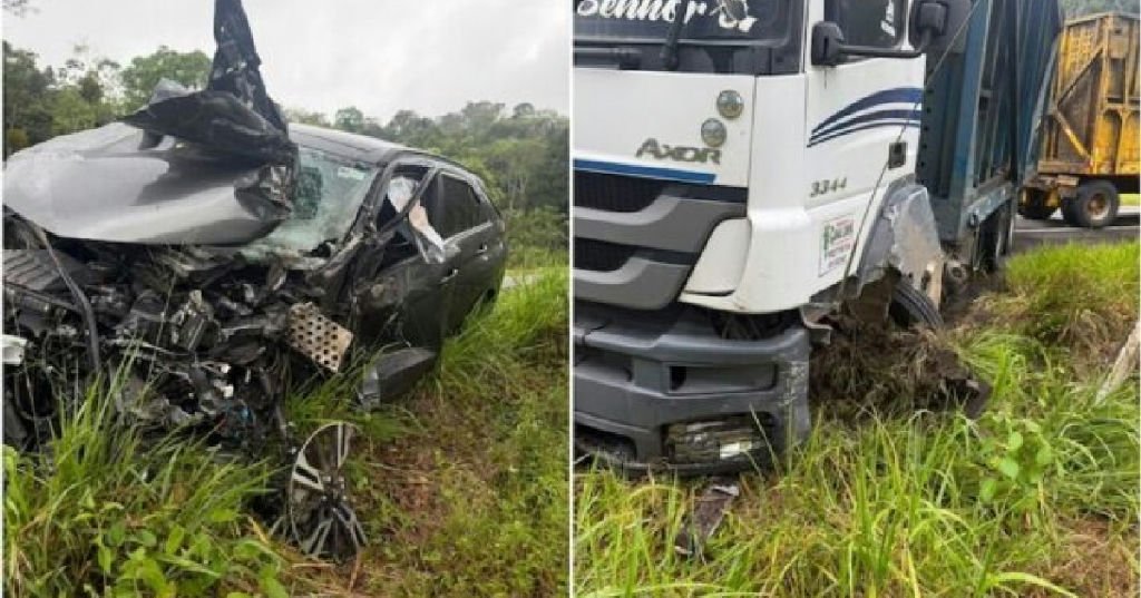 Colisão entre carro e carreta deixa vice-prefeito ferido na rodovia Br-101