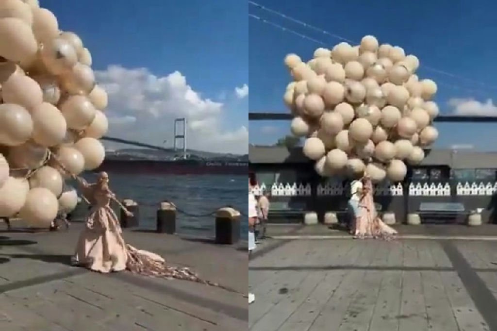 Ensaio fotográfico de casamento termina em susto com rajada de vento