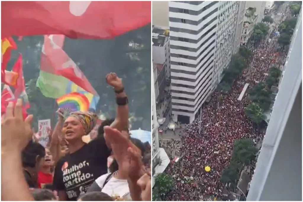 Estudantes da UFRJ realizam ato no centro do Rio em apoio à reeleição de Lula