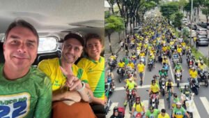 Flávio Bolsonaro participa de motociata em Belo Horizonte antes do segundo turno