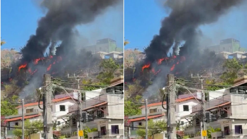 Incêndio florestal de grandes proporções mobiliza bombeiros no bairro do Imbuí