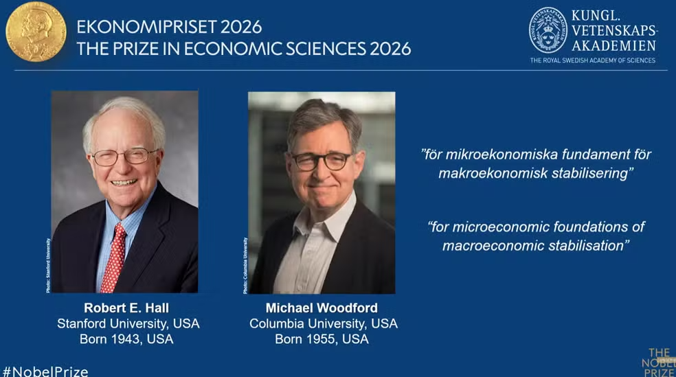 Nobel de Economia 2026 premia Robert e. Hall e Michael Woodford por avanços em estabilização