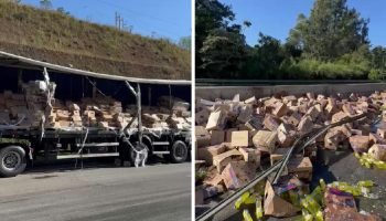 Carga de detergente espalha-se pela Rodovia Engenheiro Constâncio Cintra em Morungaba
