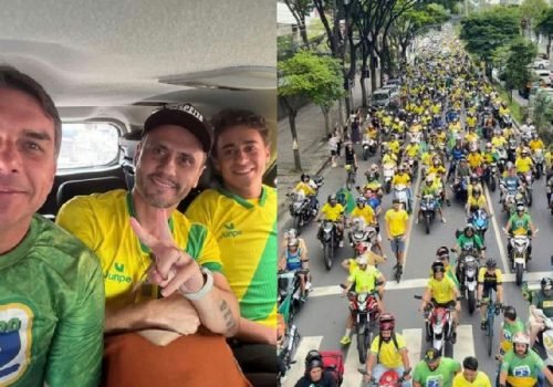 Flávio Bolsonaro participa de motociata em Belo Horizonte antes do segundo turno