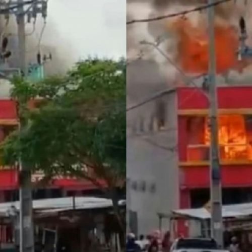 Fogo destrói depósito de supermercado no bairro Conceição em Feira de Santana