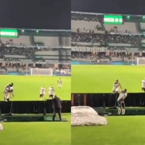 Zagueiro do Coritiba sofre queda em túnel após comemorar gol anulado pelo VAR